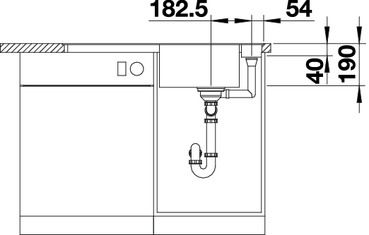 Plan Evier en silgranit® puradur® Blanco Axia 523225 couleur anthracite 905x500 avec 1 cuve vidage manuel