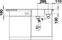 Plan Evier en silgranit® puradur® Blanco Axia 523462 couleur anthracite 1000x510 avec 1 cuve vidage manuel