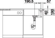 Plan Evier en silgranit® puradur® Blanco Axia 523520 couleur anthracite 990x500 avec 1 cuve vidage manuel