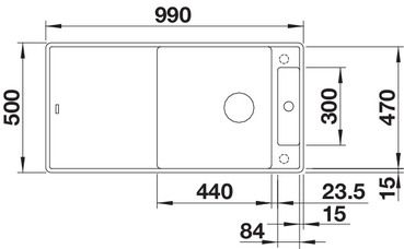 Plan Evier en silgranit® puradur® Blanco Axia 522189 couleur anthracite 425x1264