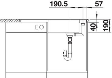 Plan Evier en silgranit® puradur® Blanco Axia 522189 couleur anthracite 425x1264