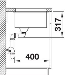 Plan Evier en silgranit® puradur® Blanco Etagon 522227 couleur anthracite 530x460 avec 1 cuve vidage automatique