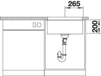 Plan Evier en silgranit® puradur® Blanco Etagon 522227 couleur anthracite 530x460 avec 1 cuve vidage automatique