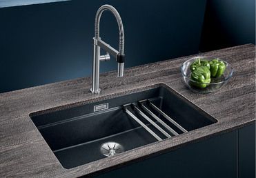 Vue 1 Evier en silgranit® puradur® Blanco Etagon 525167 couleur anthracite 730x460 avec 1 cuve vidage automatique