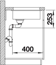 Plan Evier en silgranit® puradur® Blanco Subline 523396 couleur anthracite 190x460 avec 1 cuve vidage automatique