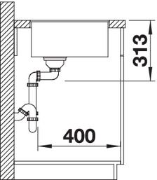 Plan Evier en silgranit® puradur® Blanco Subline 523416 couleur anthracite 347x427 avec 1 cuve vidage automatique