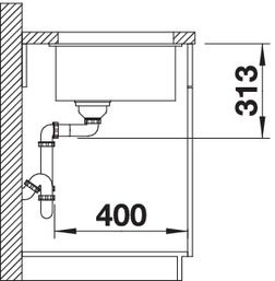 Plan Evier en silgranit® puradur® Blanco Subline 523406 couleur anthracite 350x460 avec 1 cuve vidage automatique