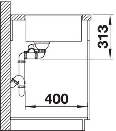 Plan Evier en silgranit® puradur® Blanco Subline 523568 couleur anthracite 552x427 avec 1 cuve vidage automatique