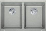  Evier en silgranit® puradur® Blanco Subline 523577 couleur gris perle 755x460 avec 2 cuves vidage automatique