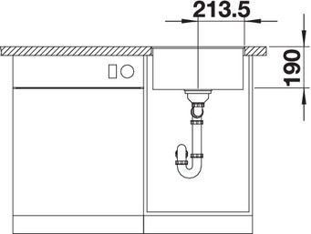 Plan Evier en silgranit® puradur® Blanco Subline 523475 couleur anthracite 427x427 avec 1 cuve vidage automatique