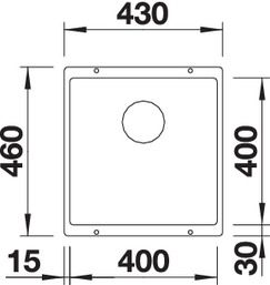 Plan Evier en silgranit® puradur® Blanco Subline 523422 couleur anthracite 430x460 avec 1 cuve vidage automatique