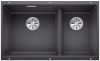 Evier en silgranit® puradur® Blanco Subline 523152 couleur gris rocher 755x440 avec 2 cuves vidage automatique