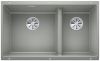 Evier en silgranit® puradur® Blanco Subline 523154 couleur gris perle 755x440 avec 2 cuves vidage automatique