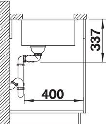 Plan Evier en silgranit® puradur® Blanco Subline 523584 couleur anthracite 855x460 avec 2 cuves vidage automatique