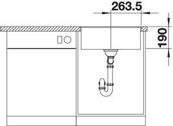 Plan Evier en silgranit® puradur® Blanco Subline 523532 couleur anthracite 527x427 avec 1 cuve vidage automatique