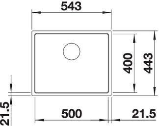 Plan Evier en silgranit® puradur® Blanco Subline 524110 couleur blanc 543x443 avec 1 cuve vidage automatique