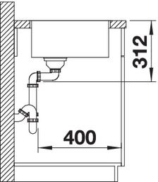 Plan Evier en silgranit® puradur® Blanco Subline 524110 couleur blanc 543x443 avec 1 cuve vidage automatique