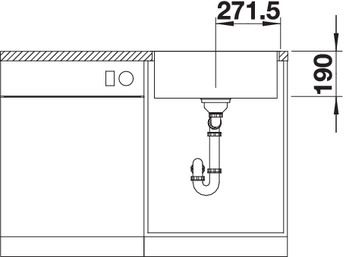 Plan Evier en silgranit® puradur® Blanco Subline 524110 couleur blanc 543x443 avec 1 cuve vidage automatique