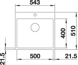 Plan Evier en silgranit® puradur® Blanco Subline 524113 couleur anthracite 543x510 avec 1 cuve vidage automatique