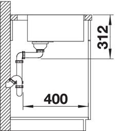 Plan Evier en silgranit® puradur® Blanco Subline 524113 couleur anthracite 543x510 avec 1 cuve vidage automatique