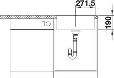 Plan Evier en silgranit® puradur® Blanco Subline 524113 couleur anthracite 543x510 avec 1 cuve vidage automatique