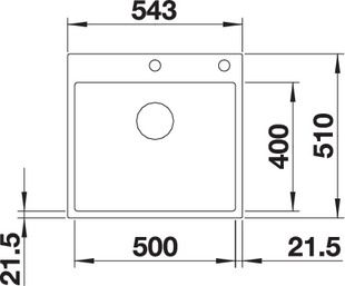 Plan Evier en silgranit® puradur® Blanco Subline 524111 couleur anthracite 543x510 avec 1 cuve vidage manuel