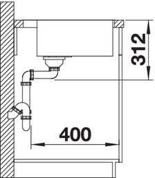 Plan Evier en silgranit® puradur® Blanco Subline 524111 couleur anthracite 543x510 avec 1 cuve vidage manuel