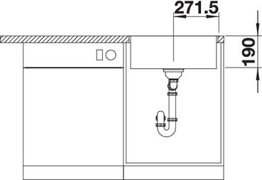 Plan Evier en silgranit® puradur® Blanco Subline 524111 couleur anthracite 543x510 avec 1 cuve vidage manuel