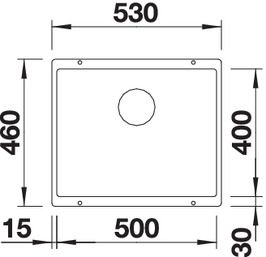 Plan Evier en silgranit® puradur® Blanco Subline 523432 couleur anthracite 530x460 avec 1 cuve vidage automatique