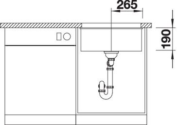 Plan Evier en silgranit® puradur® Blanco Subline 523432 couleur anthracite 530x460 avec 1 cuve vidage automatique