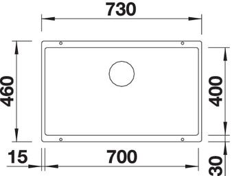 Plan Evier en silgranit® puradur® Blanco Subline 523449 couleur tartufo 730x460 avec 1 cuve vidage automatique