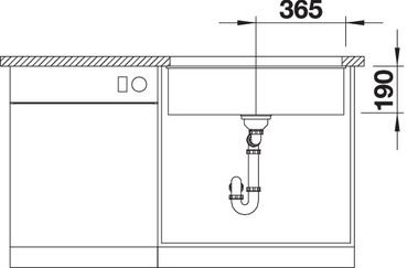 Plan Evier en silgranit® puradur® Blanco Subline 523449 couleur tartufo 730x460 avec 1 cuve vidage automatique