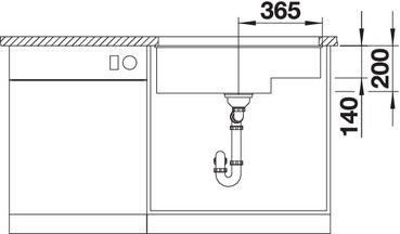 Plan Evier en silgranit® puradur® Blanco Subline 523454 couleur alumétallic 730x460 avec 1 cuve vidage automatique