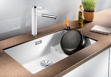 Vue 1 Evier en silgranit® puradur® Blanco Subline 523538 couleur anthracite 730x460 avec 1 cuve vidage automatique