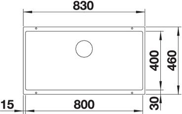 Plan Evier en silgranit® puradur® Blanco Subline 523141 couleur anthracite 830x460 avec 1 cuve vidage automatique