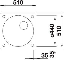 Plan Evier en silgranit® puradur® Blanco Artago 521755 couleur anthracite 510x510 avec 1 cuve vidage automatique