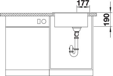 Plan Evier en silgranit® puradur® Blanco Artago 521755 couleur anthracite 510x510 avec 1 cuve vidage automatique