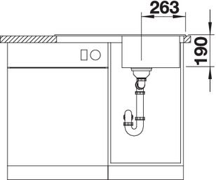 Plan Evier en silgranit® puradur® Blanco Classic 523995 couleur anthracite 780x510 avec 1 cuve vidage manuel