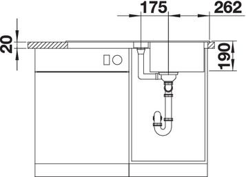 Plan Evier en silgranit® puradur® Blanco Classic 524015 couleur anthracite 915x510 avec 1 cuve vidage manuel