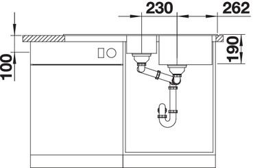 Plan Evier en silgranit® puradur® Blanco Classic 524117 couleur anthracite 1000x510 avec 1 cuve vidage manuel