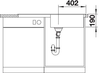 Plan Evier en silgranit® puradur® Blanco Classic 524127 couleur anthracite 1000x510 avec 1 cuve vidage manuel