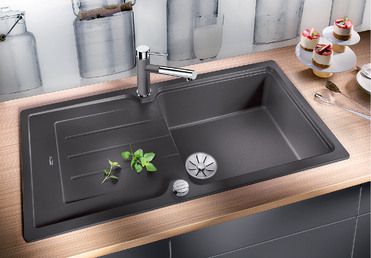 Vue 1 Evier en silgranit® puradur® Blanco Classic 524127 couleur anthracite 1000x510 avec 1 cuve vidage manuel