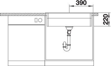 Plan Evier en silgranit® puradur® Blanco Etagon 525187 couleur anthracite 780x510 avec 1 cuve vidage automatique