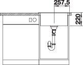 Plan Evier en silgranit® puradur® Blanco Pleon 521504 couleur anthracite 515x510 avec 1 cuve vidage automatique