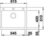 Plan Evier en silgranit® puradur® Blanco Pleon 521678 couleur anthracite 615x510 avec 1 cuve vidage automatique