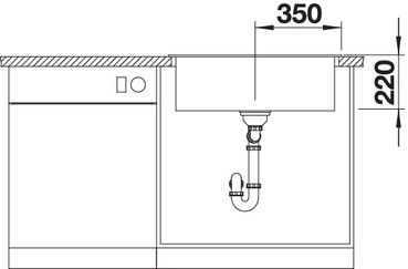 Plan Evier en silgranit® puradur® Blanco Pleon 523043 couleur anthracite 700x510 avec 1 cuve vidage automatique