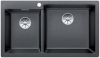  Evier en silgranit® puradur® Blanco Pleon 523057 couleur anthracite 860x500 avec 2 cuves vidage automatique