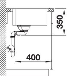 Plan Evier en silgranit® puradur® Blanco Pleon 523057 couleur anthracite 860x500 avec 2 cuves vidage automatique