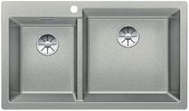  Evier en silgranit® puradur® Blanco Pleon 523060 couleur gris perle 860x500 avec 2 cuves vidage automatique