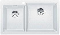  Evier en silgranit® puradur® Blanco Pleon 523061 couleur blanc 860x500 avec 2 cuves vidage automatique